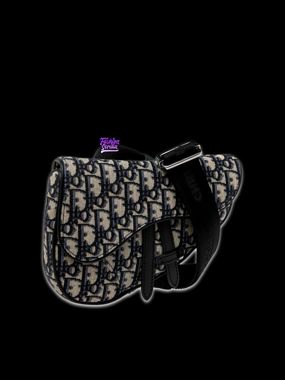 Dior Navy Blue Black Oblique Canvas Mini Saddle Convertible Crossbody Waist Bag - Picture 12 of 12